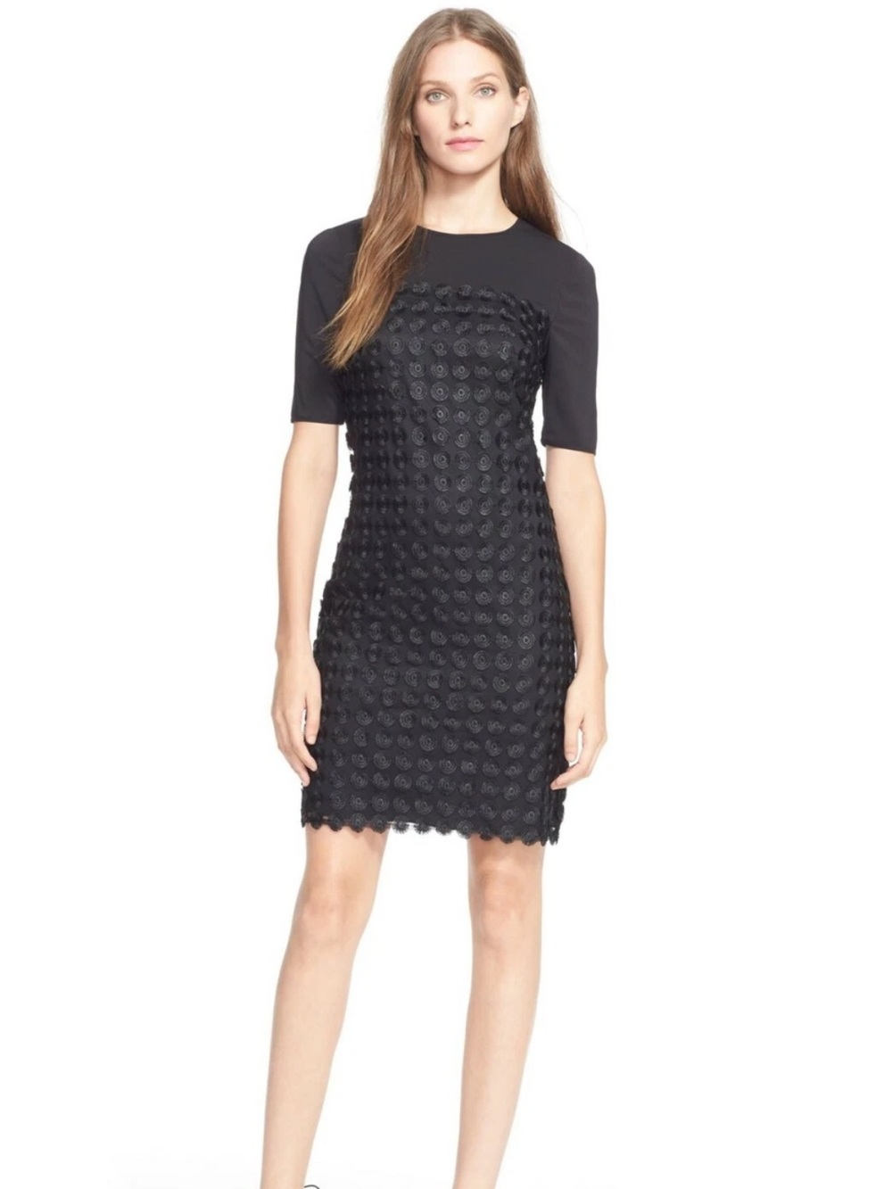 Ted Baker Nadira Black Textured Lace Sheath Dress